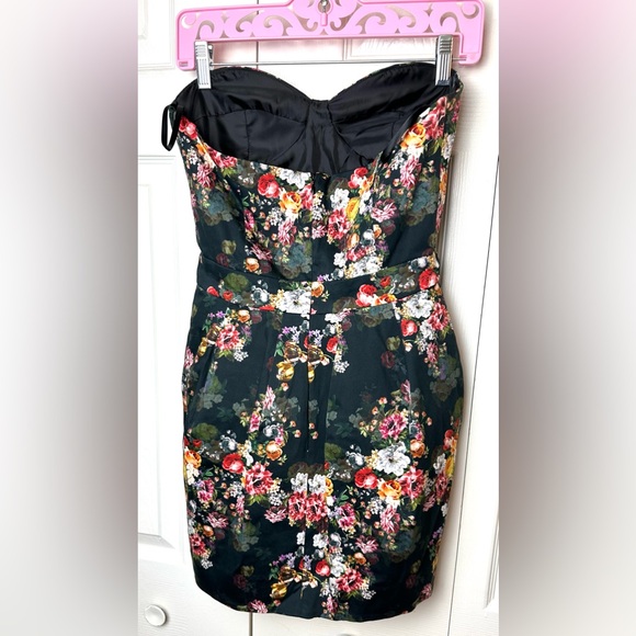 ASOS Petite Strapless Corset Floral Dress Tulle Mesh Skirt Sweetheart Padded - Picture 10 of 15